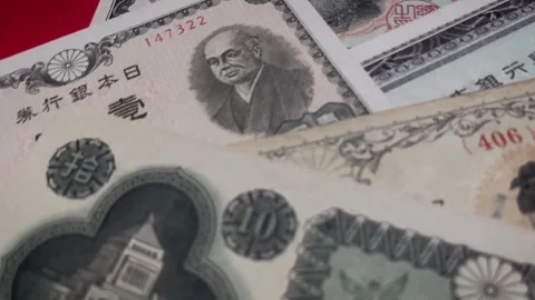 Old Japanese banknotes. Stock Footage 292725669