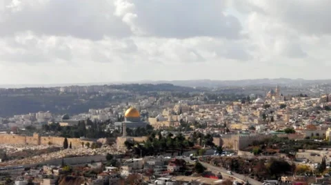 Old Jerusalem landscape from Mount Scopus Stock Footage 41854304