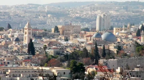 Old Jerusalem landscape from Mount Scopus Stock Footage 41854527