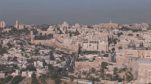 Old Jerusalem panoramic Stock Footage 4367382