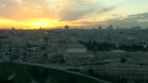 Old Jerusalem at Sunset Stock Footage 10840274