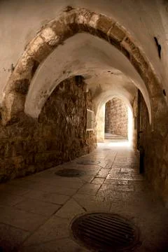 Old jerusalem tunnel Stock Photos