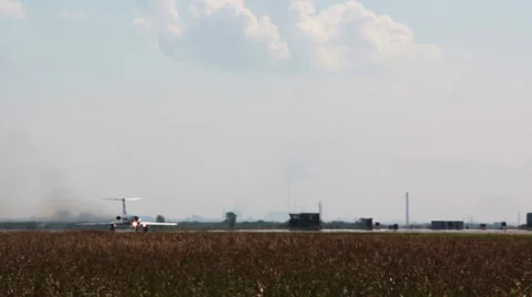 Old jet airplane taking off Stock Footage 30581725