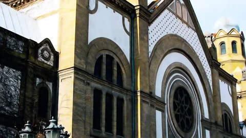 Old Jewish synagogue side view in Novi Sad, Serbia. Video stock 152950672