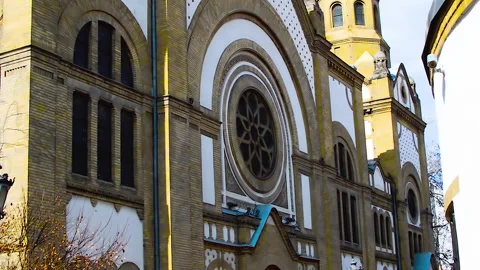 Old Jewish synagogue side view in Novi Sad, Serbia. Stock Footage 152950715