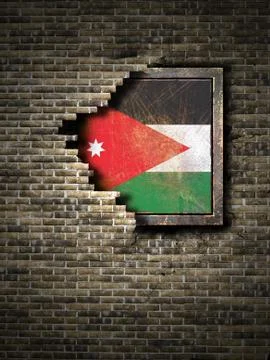 Old Jordan flag in brick wall Stock Illustration