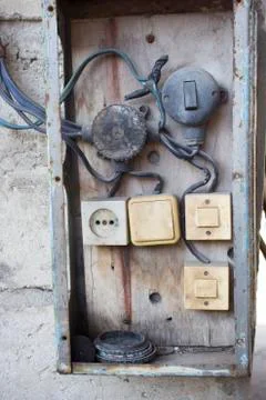 The old junction box ,electrical Stock Photos