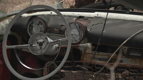 Old Junked car Dashboard. Stock Footage 62511220