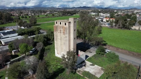 Old KEA Grain Mill in Murrieta southern California along residential Stock Footage 273696559