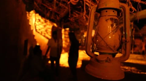 Old kerosene lamp in cottage Stock Footage 44404168