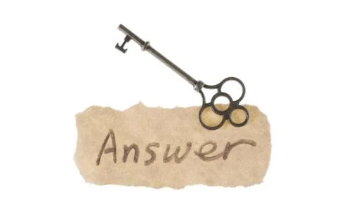 Old key and answer word Stock Photos