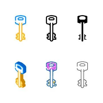Old key color diversity icon vector Stock Illustration
