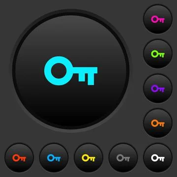 Old key dark push buttons with color icons Stock Illustration