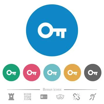 Old key flat round icons 库存插图
