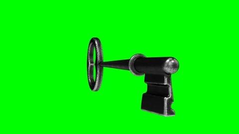 Old key on green background Stock Footage 138778257