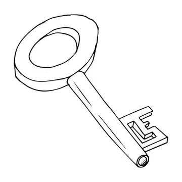 Old key. Hand drawn old key. Stock Illustration