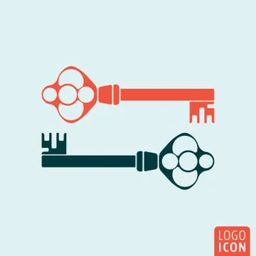 Old key icon isolated Stock Illustration