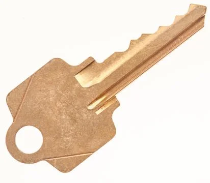 Old Key isolated on a white background. Stockfoto's