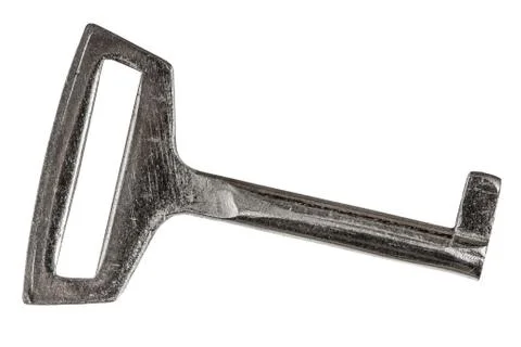 Old key from lock, isolated on white background Stock Photos