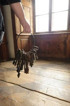 Old key for locking and opening doors Stock Photos