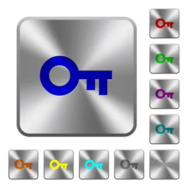 Old key rounded square steel buttons Stock Illustration