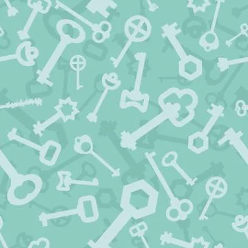 Old key seamless pattern. Lot vintage key from lock. Retro Key door ornament. Stock Illustration