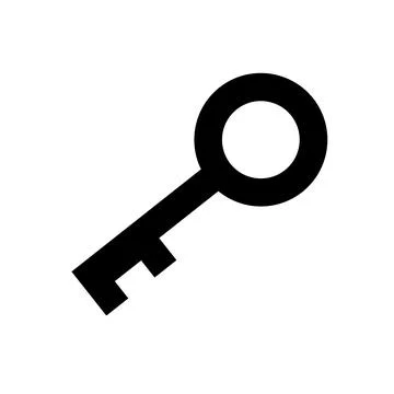 Old key silhouette icon. Vector. Ilustración de archivo