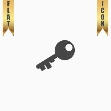 Old key silhouette isolated Stock Illustration