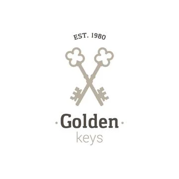 Old key vector house icon logo. Old key silhouette antique lock illustration Illustrazione stock