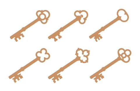 Old key vector house icon logo. Old key silhouette antique lock illustration Stock Illustration