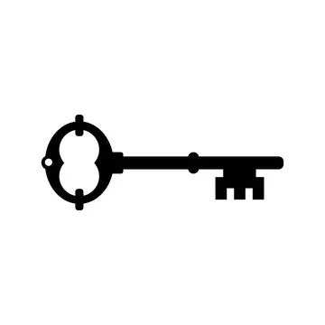 Old key vector icon isolated on white background Stock Illustration