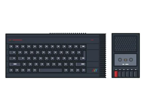Old keyboard cassette home computer イラスト素材