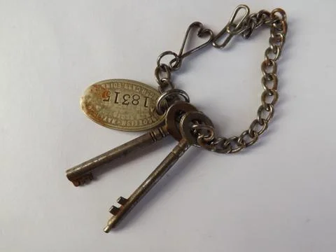 Old keys on a chain Stock Photos
