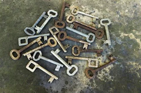 Old keys collection Stock Photos