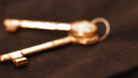 Old keys for a door Stock Footage 132283097