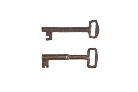 Old keys isolated on white Stock Photos