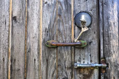 Old keys, lock, latch and handle Stock Photos