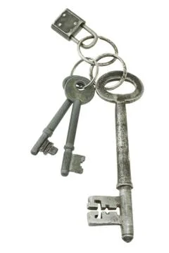 Old keys with mini pad lock Stock Photos