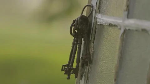 Old keys on a window Stock Footage 54194380