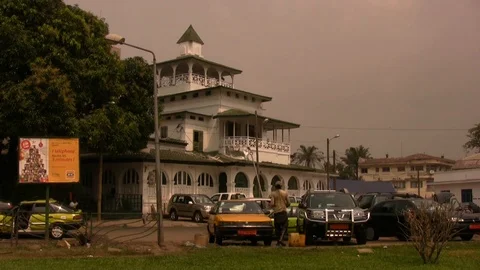 Old king's palace in Douala, Cameroon, Africa Stock Footage