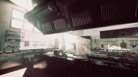Old kitchen of abandoned house Stock Illustration