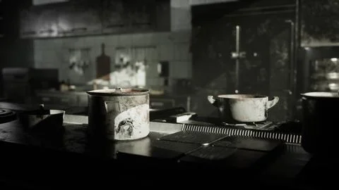 Old kitchen of abandoned house Stock Illustration