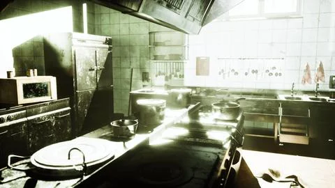 Old kitchen of abandoned house Stock Illustration