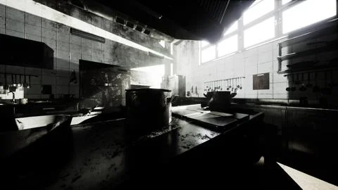 Old kitchen of abandoned house Stock Illustration