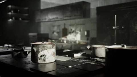 Old kitchen of abandoned house Stock Illustration