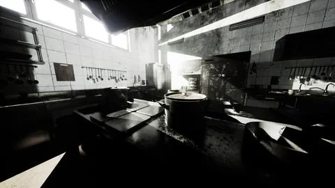 Old kitchen of abandoned house Stock Illustration