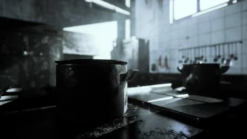 Old kitchen of abandoned house Stock Illustration