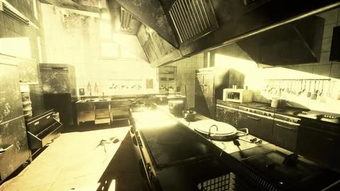 Old kitchen of abandoned house Stock Illustration