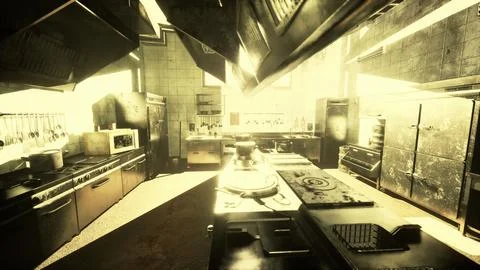 Old kitchen of abandoned house Stock Illustration
