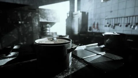 Old kitchen of abandoned house Stock Illustration